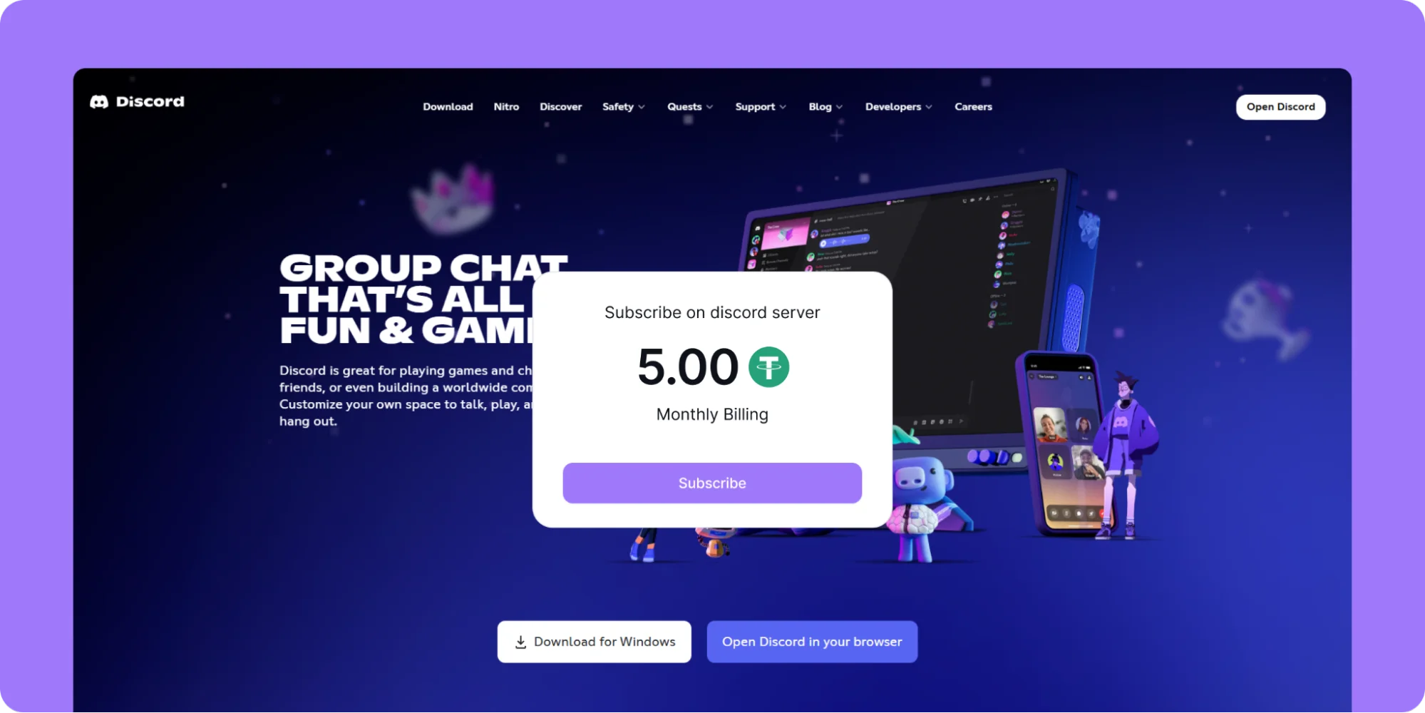 Crypto Subscriptions for Discord Groups Image